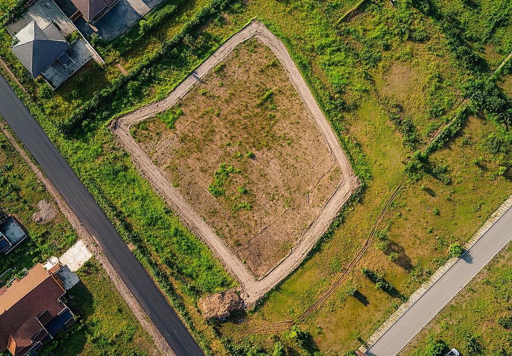vue aérienne d'un terrain à vendre